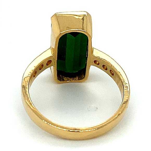 Certified Green Tourmaline 6.44ct Diamonds 18K Rng - Picture 5 of 9